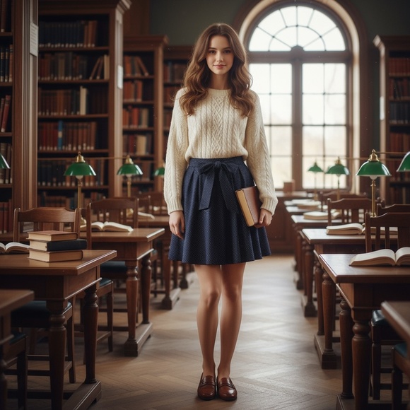 TIBI Navy Blue & White Pleated Swiss Dot Skirt Tie Waist Polka Dot Size 10 - Picture 1 of 13